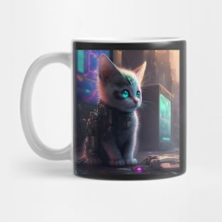 cute cyberpunk cat kitten Mug